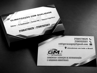 Cartões de visita da marca GMJ Refrigeração.